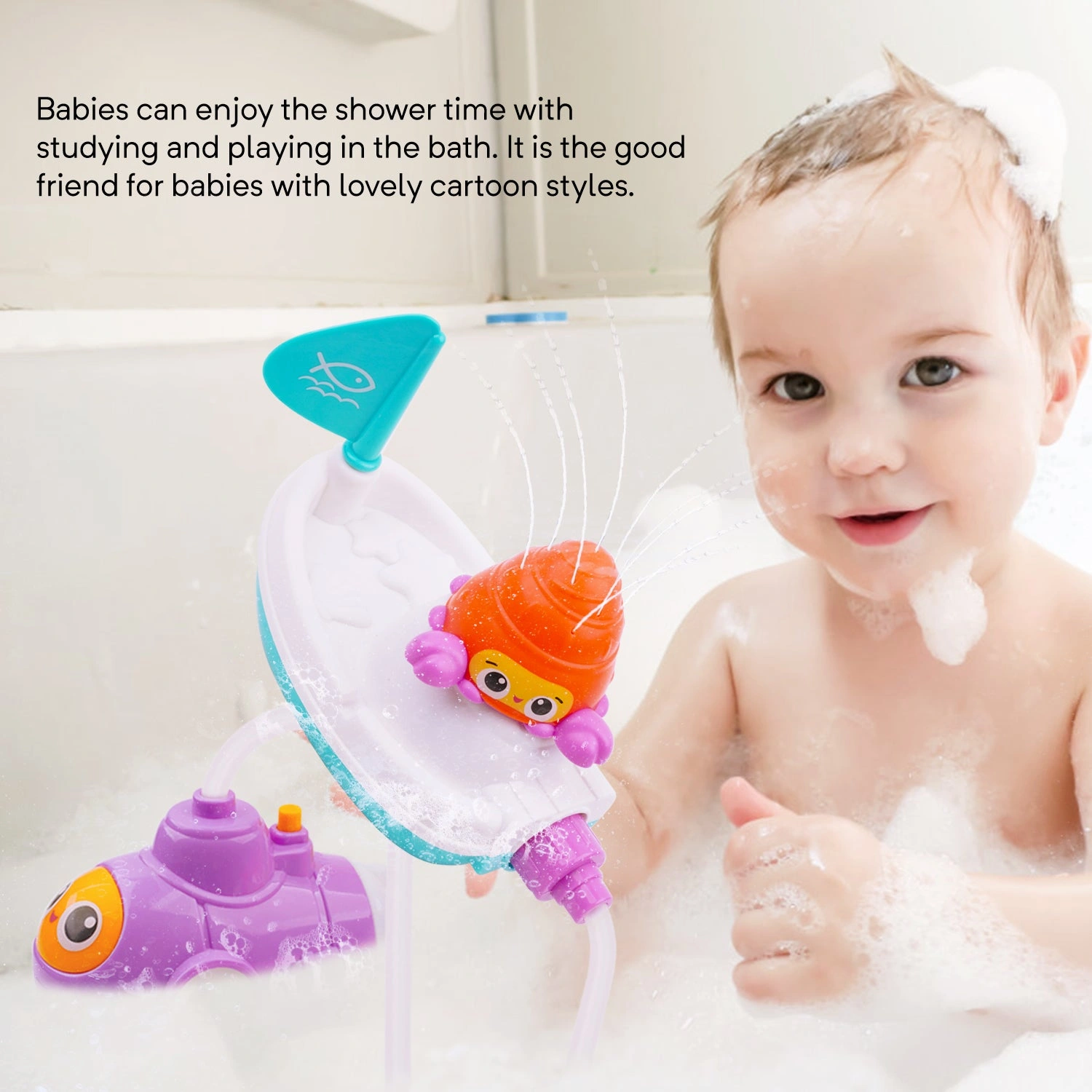 Splash & Play: GizmoVine Submarine Bath Set - 3x the Fun! Fountain, Boat, Sprayer Action!